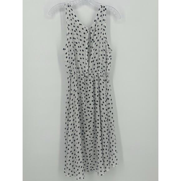 Triple Cherry Polka Dot Sleeveless High Low Dress White Black Casual Small - Picture 2 of 11